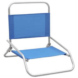 Sammenleggbare strandstoler 2 stk blå stoff