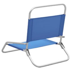 Sammenleggbare strandstoler 2 stk blå stoff
