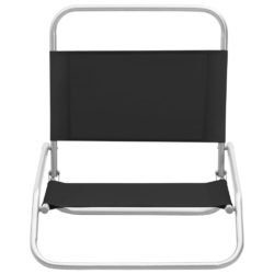 Sammenleggbare strandstoler 2 stk svart stoff