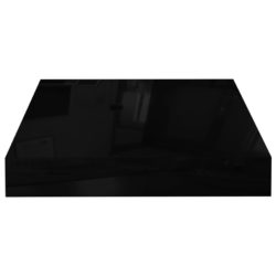 Flytende vegghyller 2 stk høyglans svart 23×23,5×3,8 cm MDF