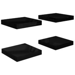 Flytende vegghyller 4 stk høyglans svart 23×23,5×3,8 cm MDF