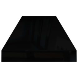 Flytende vegghyller 2 stk høyglans svart 80×23,5×3,8 cm MDF