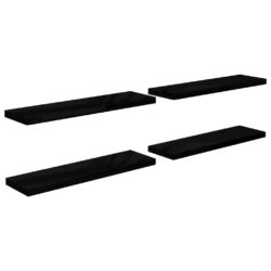 Flytende vegghyller 4 stk høyglans svart 90×23,5×3,8 cm MDF