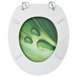 Toalettseter med lokk 2 stk MDF grønn vanndråpe-design