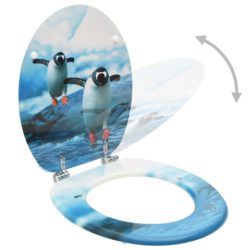 Toalettseter med lokk 2 stk MDF pingvindesign