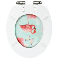 Toalettsete med myk lukkefunksjon 2 stk MDF flamingodesign