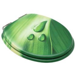 Toalettsete myk lukkefunksjon 2 stk MDF grønn vanndråpe-design