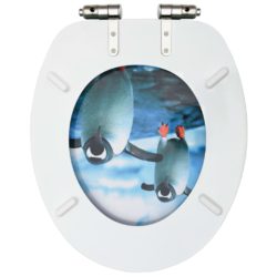 Toalettsete med myk lukkefunksjon 2 stk MDF pingvindesign