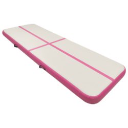 Oppblåsbar gymnastikkmatte med pumpe 300x100x15 cm PVC rosa