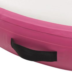 Oppblåsbar gymnastikkmatte med pumpe 100x100x10 cm PVC rosa