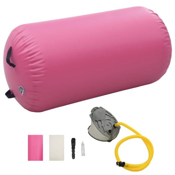 vidaXL Oppblåsbar gymnastikkrull med pumpe 120×75 cm PVC rosa