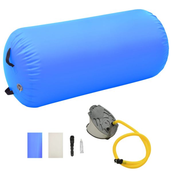 vidaXL Oppblåsbar gymnastikkrull med pumpe 120×90 cm PVC blå