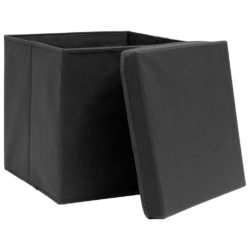 Oppbevaringsbokser med deksler 10 stk 28x28x28 cm svart