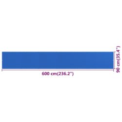 Balkongskjerm blå 90×600 cm HDPE