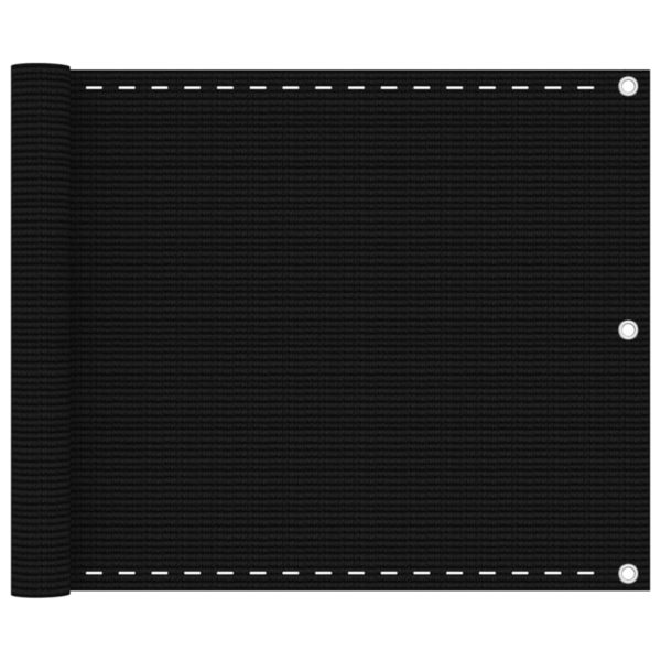 Balkongskjerm svart 75×600 cm HDPE