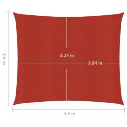Solseil 160 g/m² rød 3,6×3,6 m HDPE