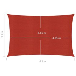 Solseil 160 g/m² rød 3,5×4,5 m HDPE