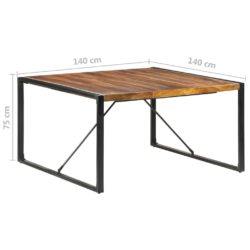 Spisebord 140x140x75 cm heltre med overflate av indisk rosentre