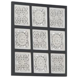 vidaXL Håndskåret veggpanel MDF 60x60x1,5 cm svart og hvit
