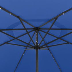 Parasoll med LED-lys og metallstang 400 cm asurblå