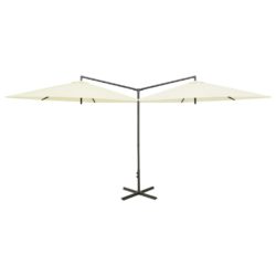 Dobbel parasoll med stålstolpe sand 600 cm