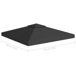 Dobbel toppduk til paviljong 310 g/m² 3×3 m svart