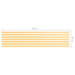 Balkongskjerm hvit og gul 90×400 cm oxfordstoff