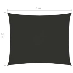 Solseil oxfordstoff rektangulær 2×3 m antrasitt