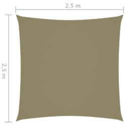 Solseil oxfordstoff kvadratisk 2,5×2,5 m beige