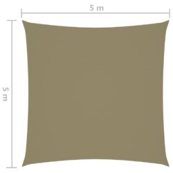 Solseil oxfordstoff kvadratisk 5×5 m beige