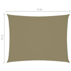 Solseil oxfordstoff rektangulær 3×4 m beige