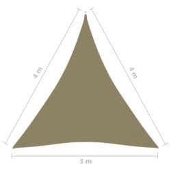 Solseil oxfordstoff trekantet 3x4x4 m beige