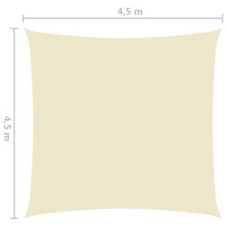 Solseil oxfordstoff kvadratisk 4,5×4,5 m kremhvit
