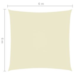 Solseil oxfordstoff firkantet 6×6 m kremhvit