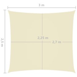 Solseil oxfordstoff rektangulær 2,5×3 m kremhvit