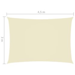 Solseil oxfordstoff rektangulær 3×4,5 m kremhvit