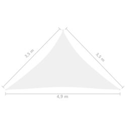Solseil oxfordstoff trekantet 3,5×3,5×4,9 m hvit