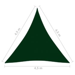 Solseil oxfordstoff trekantet 4,5×4,5×4,5 m mørkegrønn