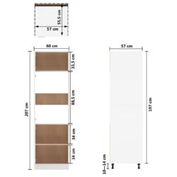 Skap for kjøkkenskap hvit 60x57x207 cm sponplate