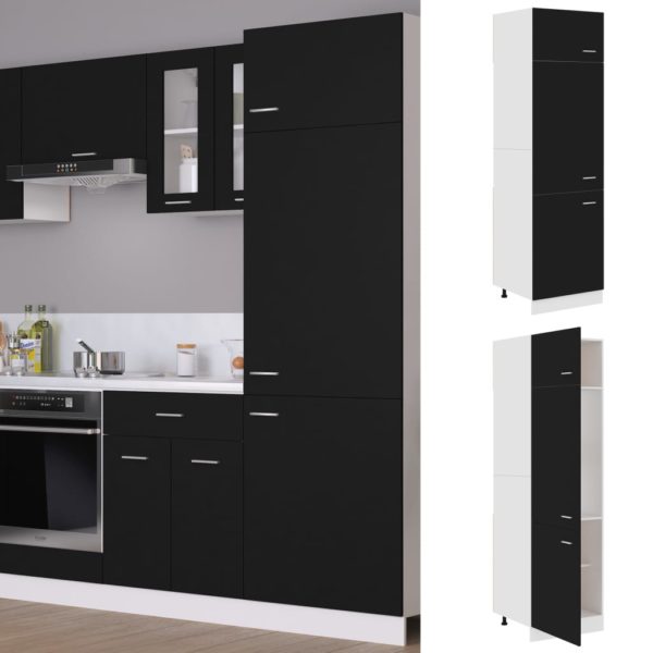 Skap for kjøkkenskap svart 60x57x207 cm sponplate