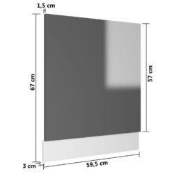 vidaXL Oppvaskmaskinspanel høyglans grå 59,5x3x67 cm sponplate