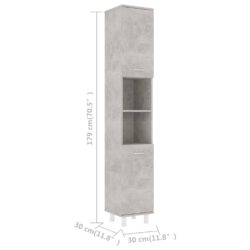vidaXL Baderomsskap betonggrå 30x30x179 cm sponplate