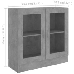 Vitrineskap betonggrå 82,5×30,5×80 cm sponplate