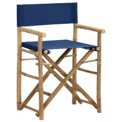 Sammenleggbare regissørstoler 2 stk blå bambus og stoff