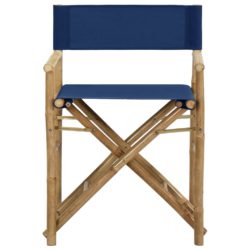 Sammenleggbare regissørstoler 2 stk blå bambus og stoff