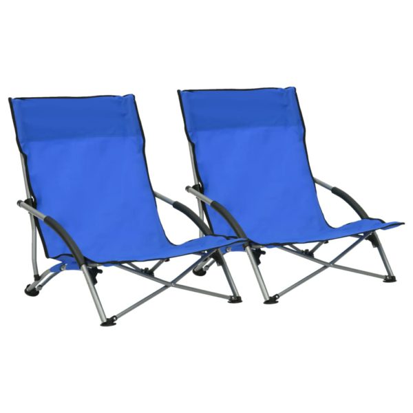 vidaXL Sammenleggbare strandstoler 2 stk blå stoff