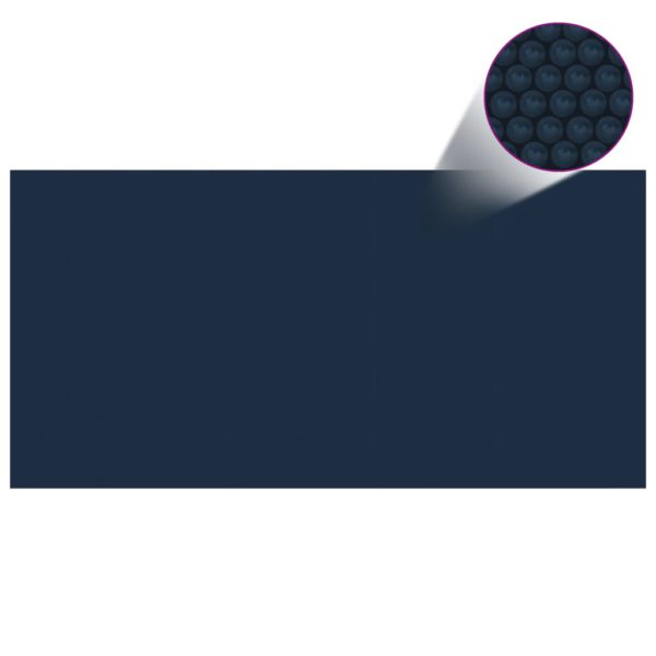 Flytende solarduk til basseng PE 1000×500 cm svart og blå