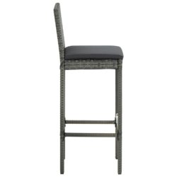 Utendørs barstoler med puter 4 stk grå polyrotting