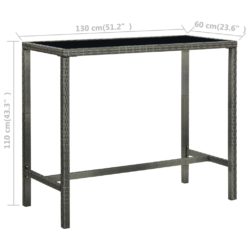 Hagebarbord grå 130x60x110 cm polyrotting og glass