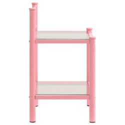 Nattbord rosa og gjennomsiktig 45×34,5×60,5 cm metall og glass